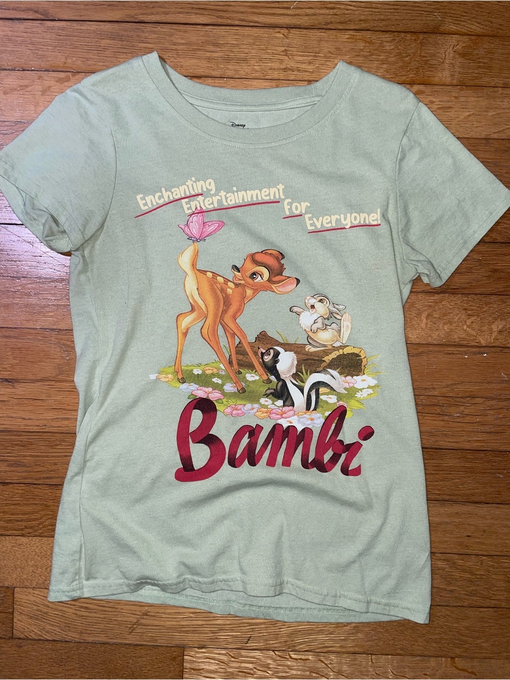 Disney Bambi Mint Green Graphic Tee with Pink Accents